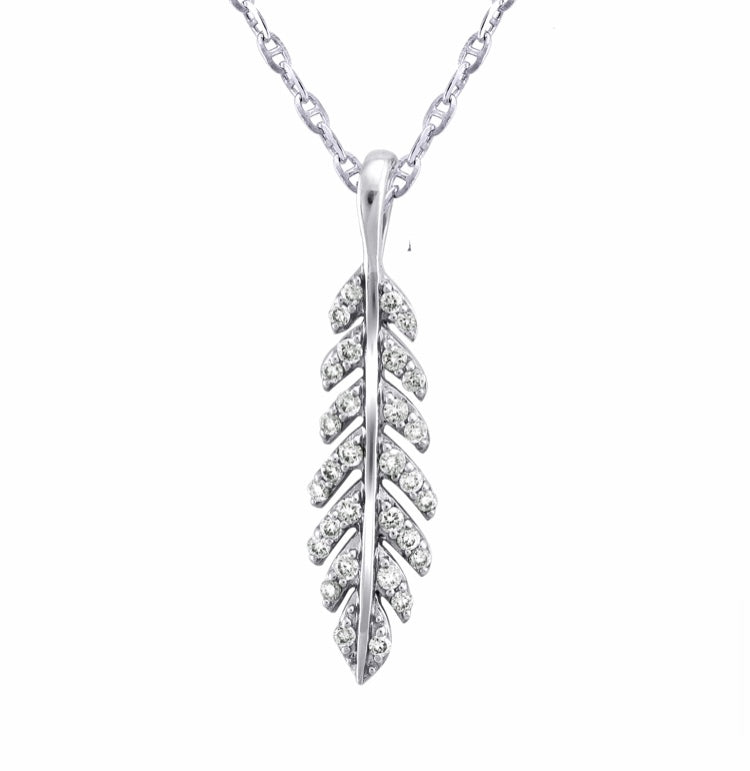 Small Feather and Diamond Pendant