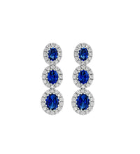 Load image into Gallery viewer, Triple Sapphire and Diamond Earrings
