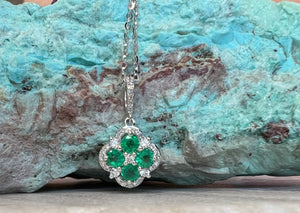 Emerald and Diamond Clover Pendant