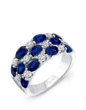 Load image into Gallery viewer, Triple Row Sapphire and Diamond Band
