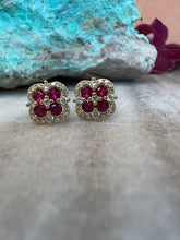 Load image into Gallery viewer, Ruby and Diamond Clover Earrings
